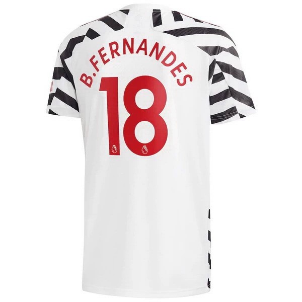 Camiseta Manchester United NO.18 B. Fernandes Replica Tercera Ropa 2020/21 Blanco